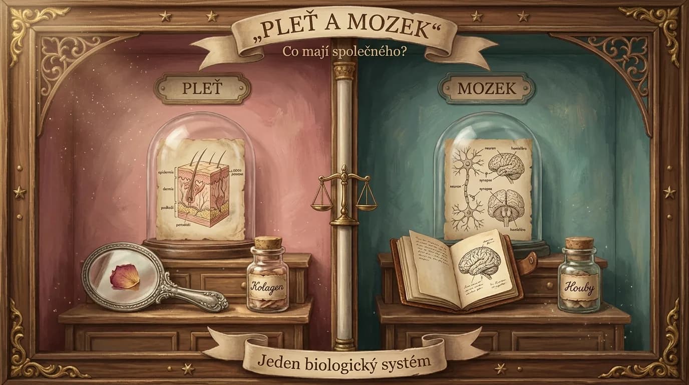 Pleť a mozek: Co mají společného? Systém kolagen plus houby