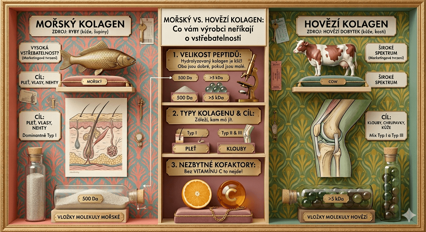 Morský vs. hovädzí kolagén: Čo vám výrobcovia nehovoria o vstrebateľnosti