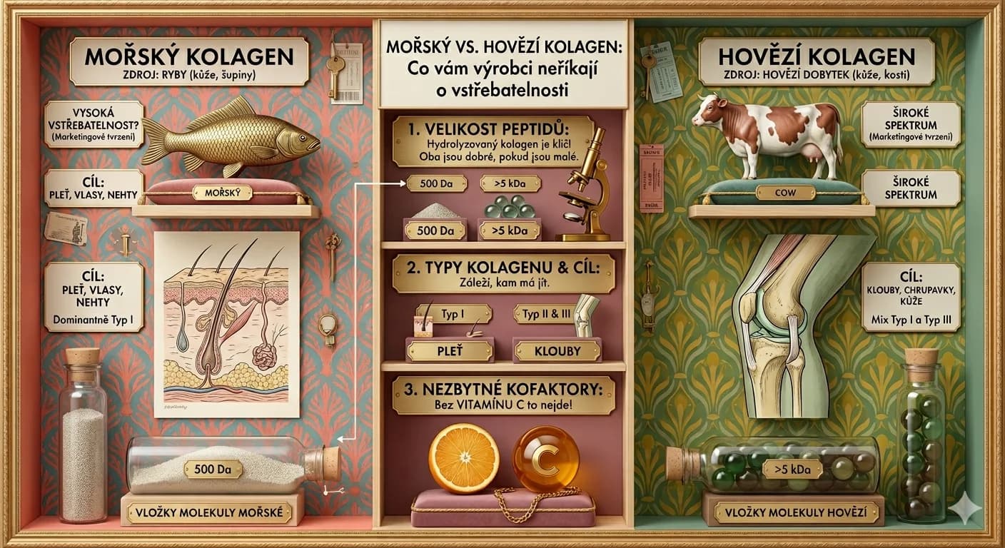 Morský vs. hovädzí kolagén: Čo vám výrobcovia nehovoria o vstrebateľnosti